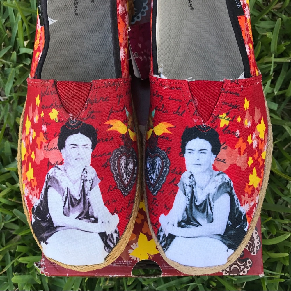 Frida Kahlo Slip on Shoes Loafers Flats Jute